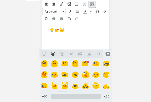 Uso de emojis en su sitio de WordPress desde su teléfono móvil