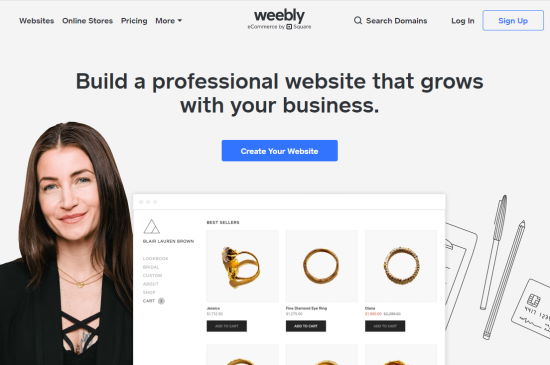 Sitio web de la plataforma eCommere de Weebly