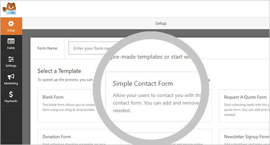 Elija un formulario de contacto simple