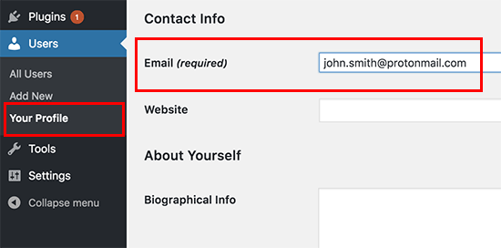 Cambiar la dirección de correo electrónico de su perfil de autor