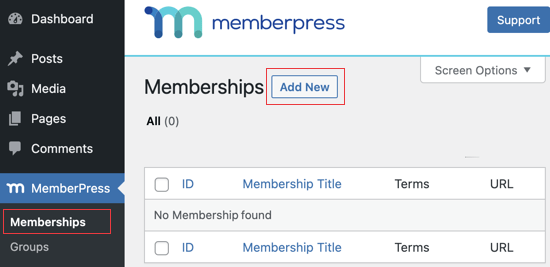 Ir a la página de Membresía de MemberPress