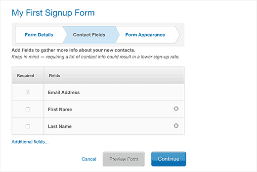 Agregue campos a su formulario de registro de correo electrónico
