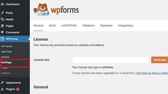 Clave de licencia de WPForms